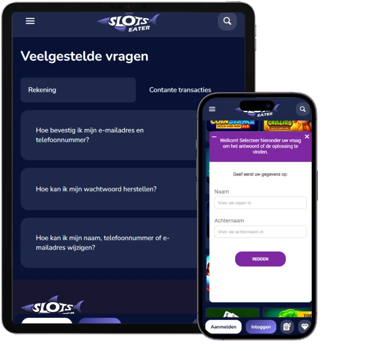Slots Eater Casino FAQ pagina en klantenservice op mobiele apparaten